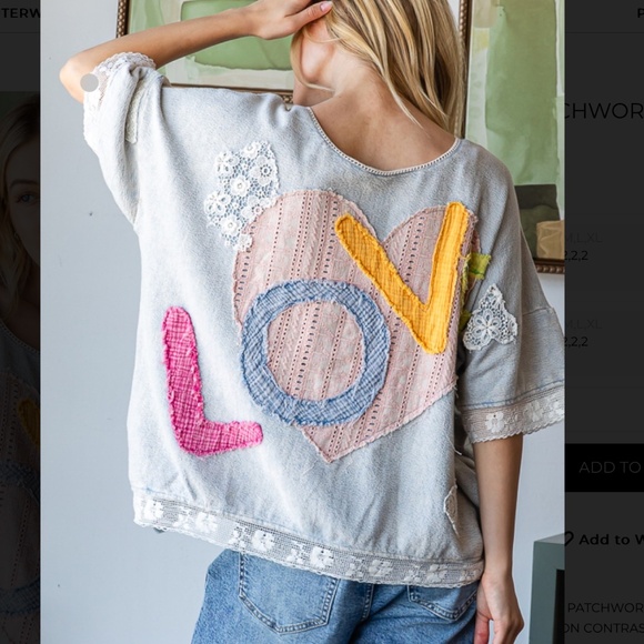 Oli and Hali Love Letter Patchwork Reversible Top SR6 - Picture 3 of 12